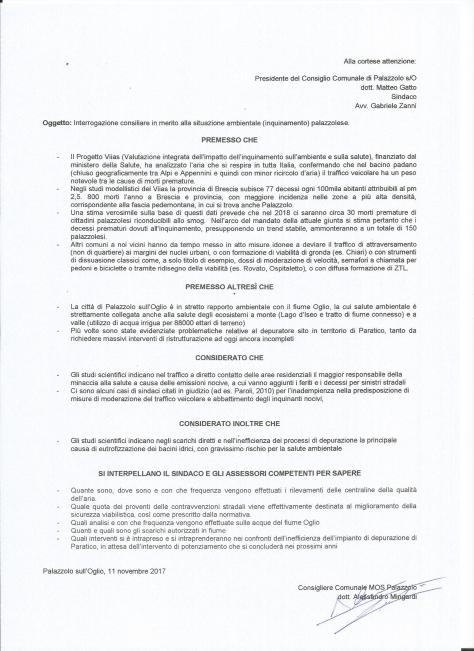 Interrogazione Inquinamento